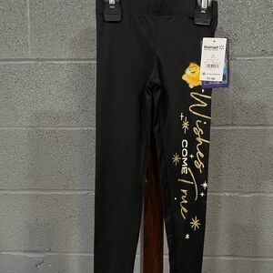 Black Kids Leggings with Gold Print